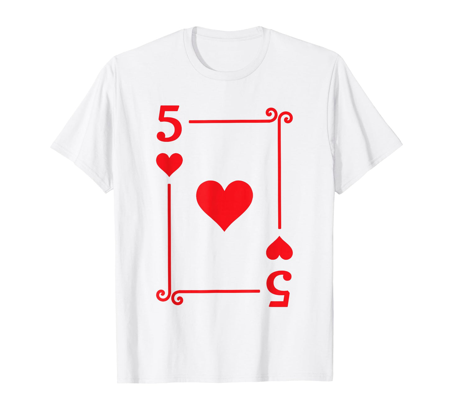 Playing Card Costume Tees - 5 Hearts Card - Five Card T-Shirt