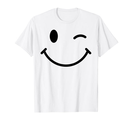 70s Yellow Smile Face Happy Wink Smiling Positive Retro T-Shirt