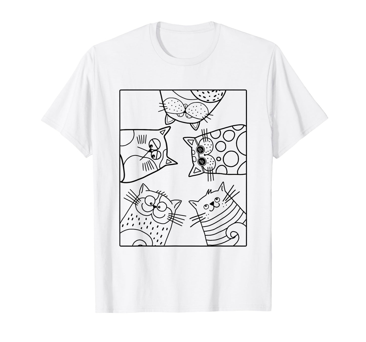 Coloring shirt for kids. Funny cats DIY tshirt to paint on T-Shirt