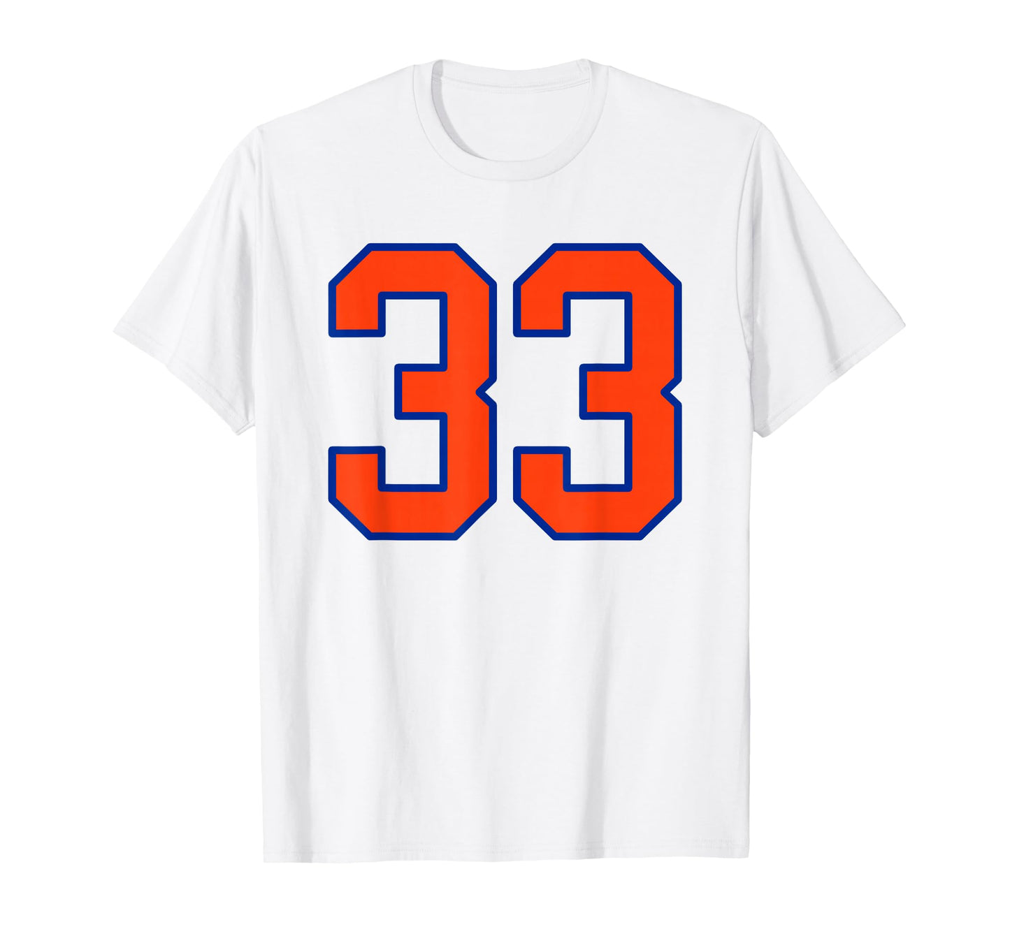 Orange and Blue Sports Number 33 Jersey Uniform Player T-Shirt