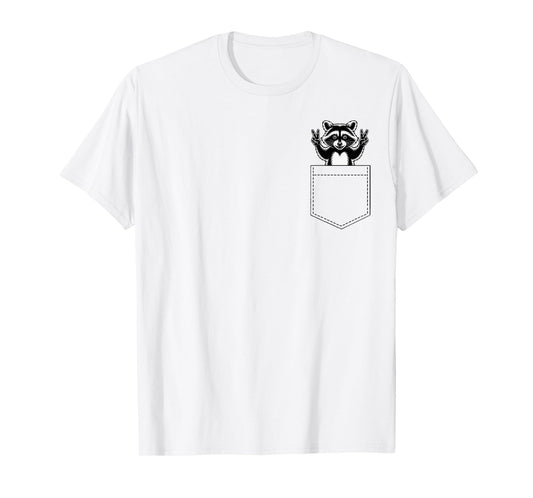 Cute Raccoon Pocket Funny Animal for Men Women Kids T-Shirt