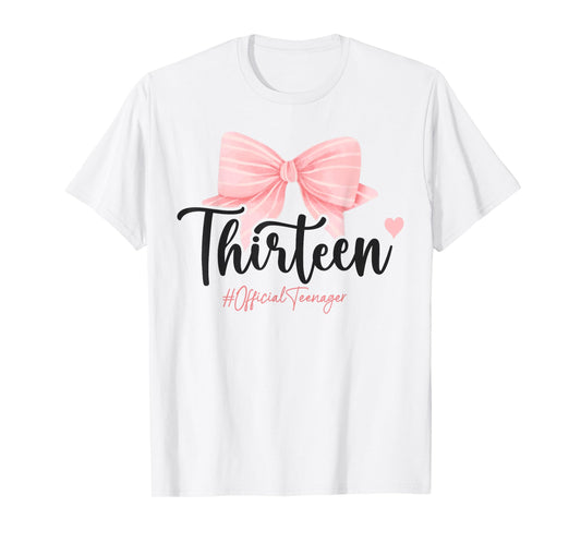 13th Birthday Coquette Bow Pink 13 Year Old Birthday Girl T-Shirt