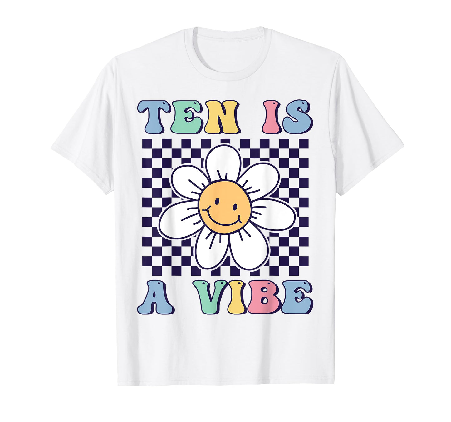 Ten Is A Vibe Cute Groovy 10th Birthday Party Daisy Flower T-Shirt