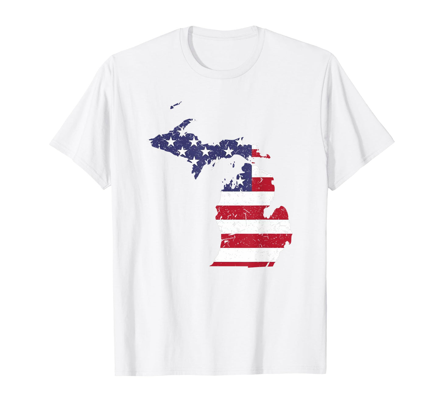 Michigan Map State American Flag Shirt 4th Of July Pride Tee T-Shirt for Women Kids Men