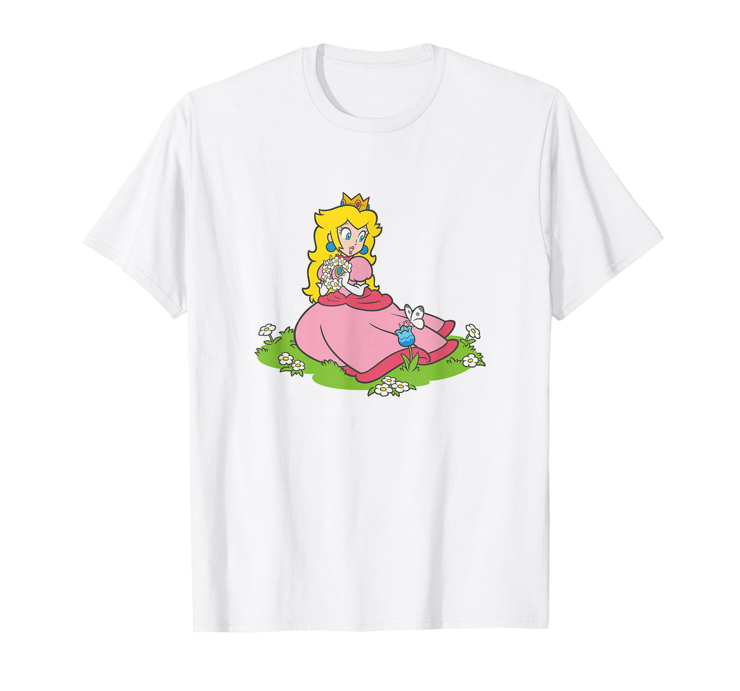 Super Mario Bros Princess Peach Beautiful Flowers Portrait T-Shirt