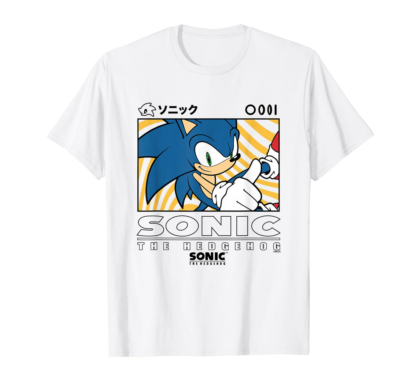 Sonic The Hedgehog Wavy Background Kanji Portrait T-Shirt