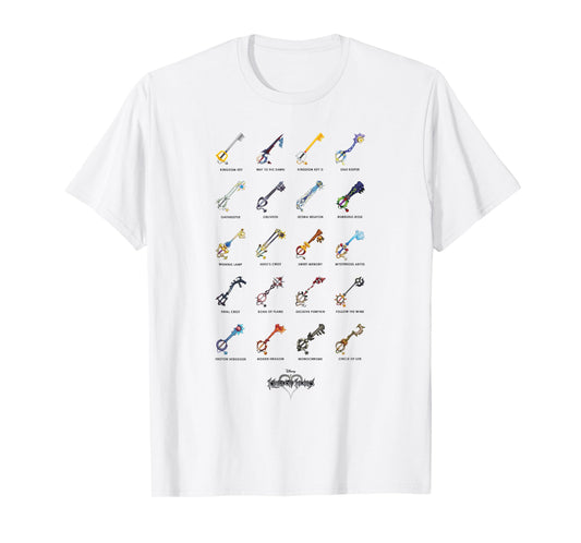 Disney Kingdom Hearts Keyblades with Names T-Shirt T-Shirt