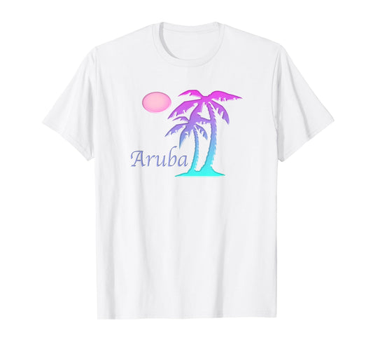 ARUBA Vacation Souvenir Gift Sun Palm Tree Sunset T-Shirt