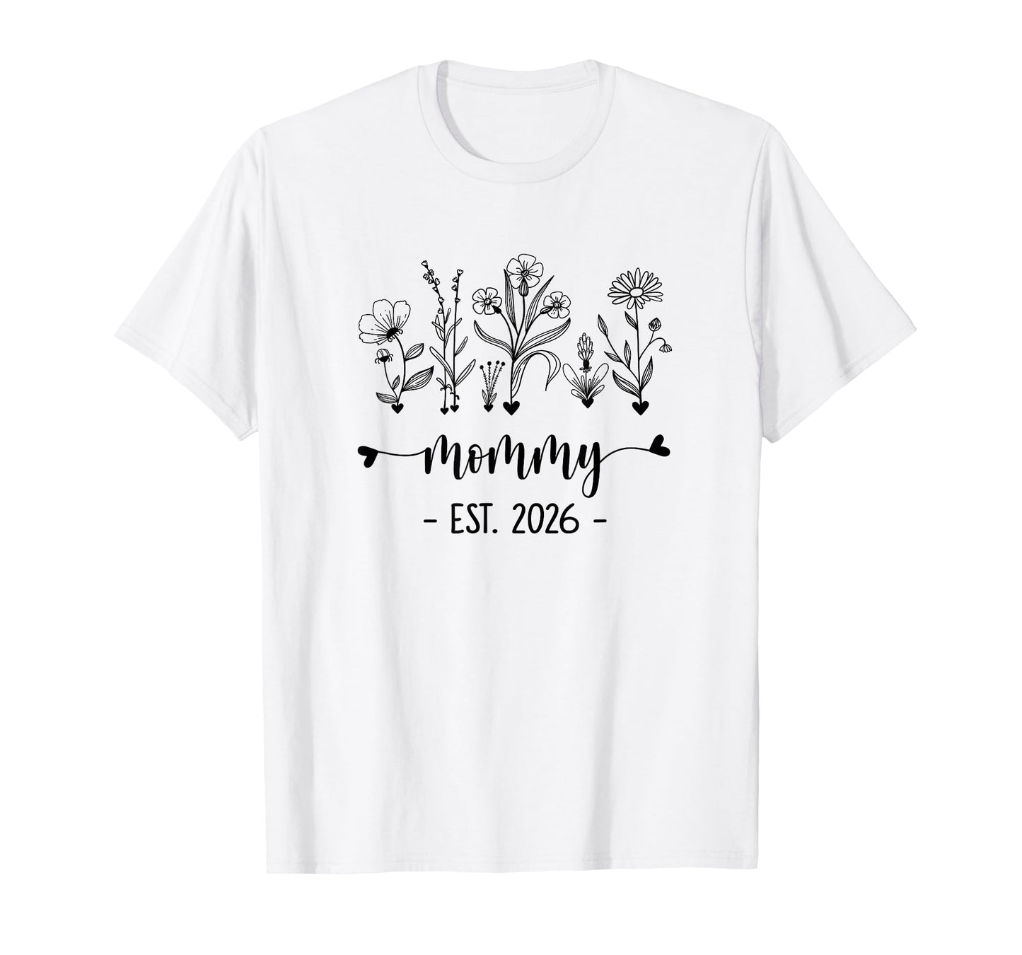 Promoted To Mommy Est 2026 Pregnancy Announcement Flower T-Shirt