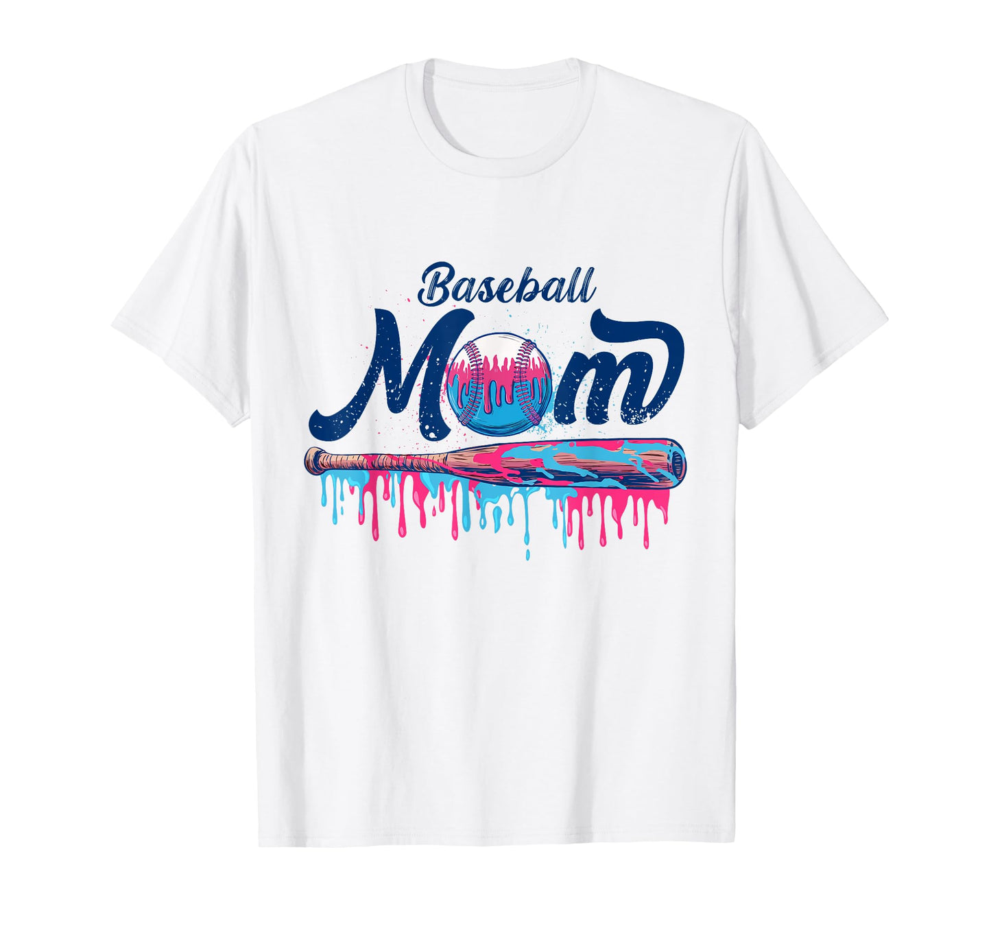Baseball Drip Ice Cream Dripping Baseball Mom Mothers Day T-Shirt