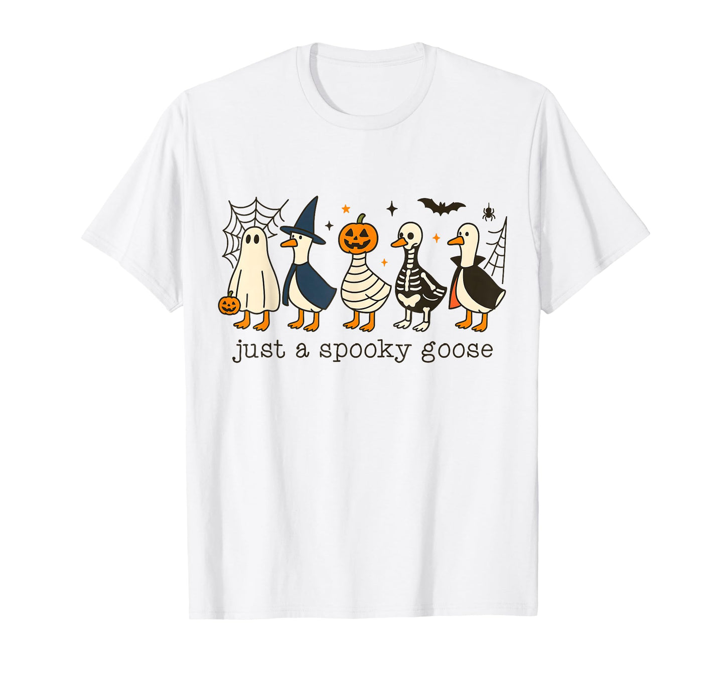 Just A Spooky Goose Silly Funny Skeleton Halloween Costume T-Shirt