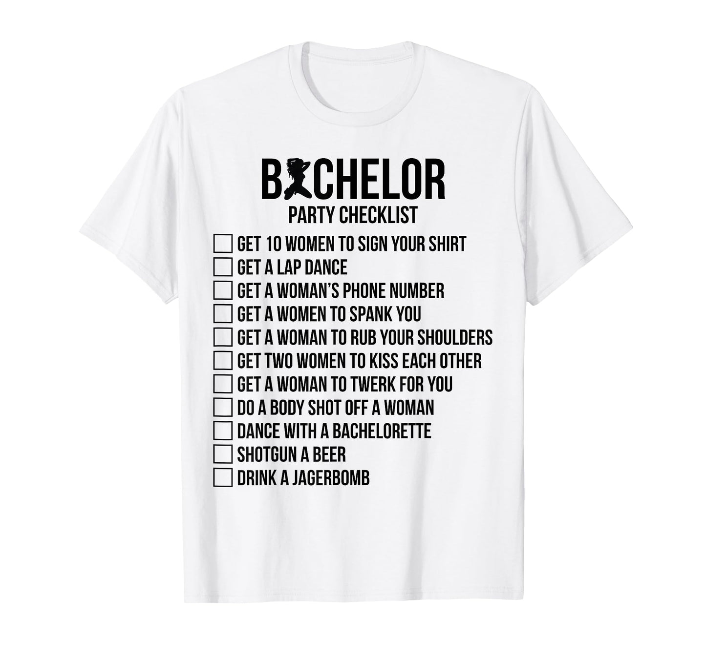 Groomsmen Groom Squat Men Bachelor Supplies Party Checklist T-Shirt