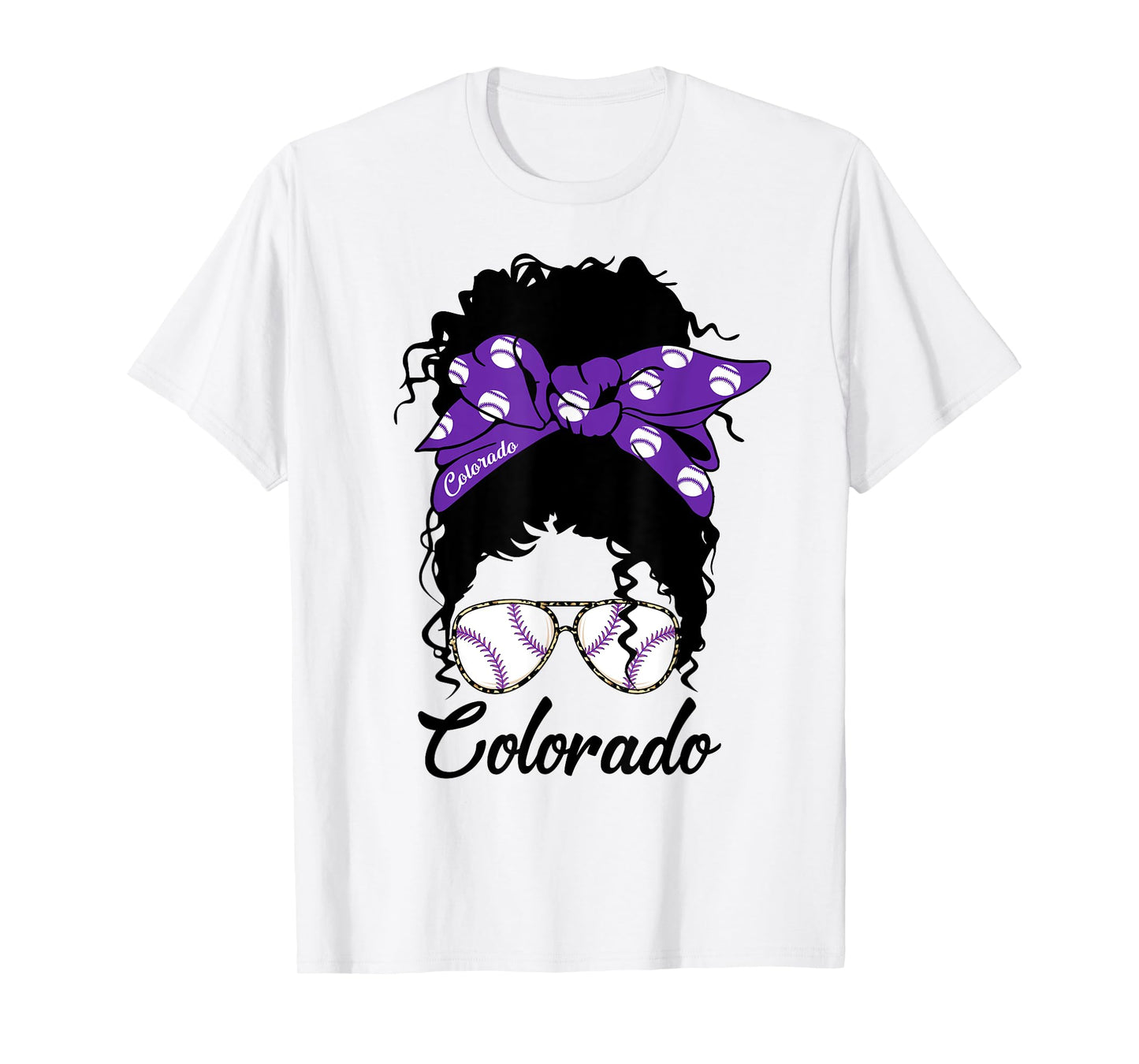 Messy Bun Stylish Baseball Tee for Colorado Women & Girls T-Shirt