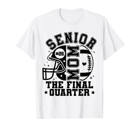 Groovy Senior Football Mom The Final Quarter 2026 Game Day T-Shirt