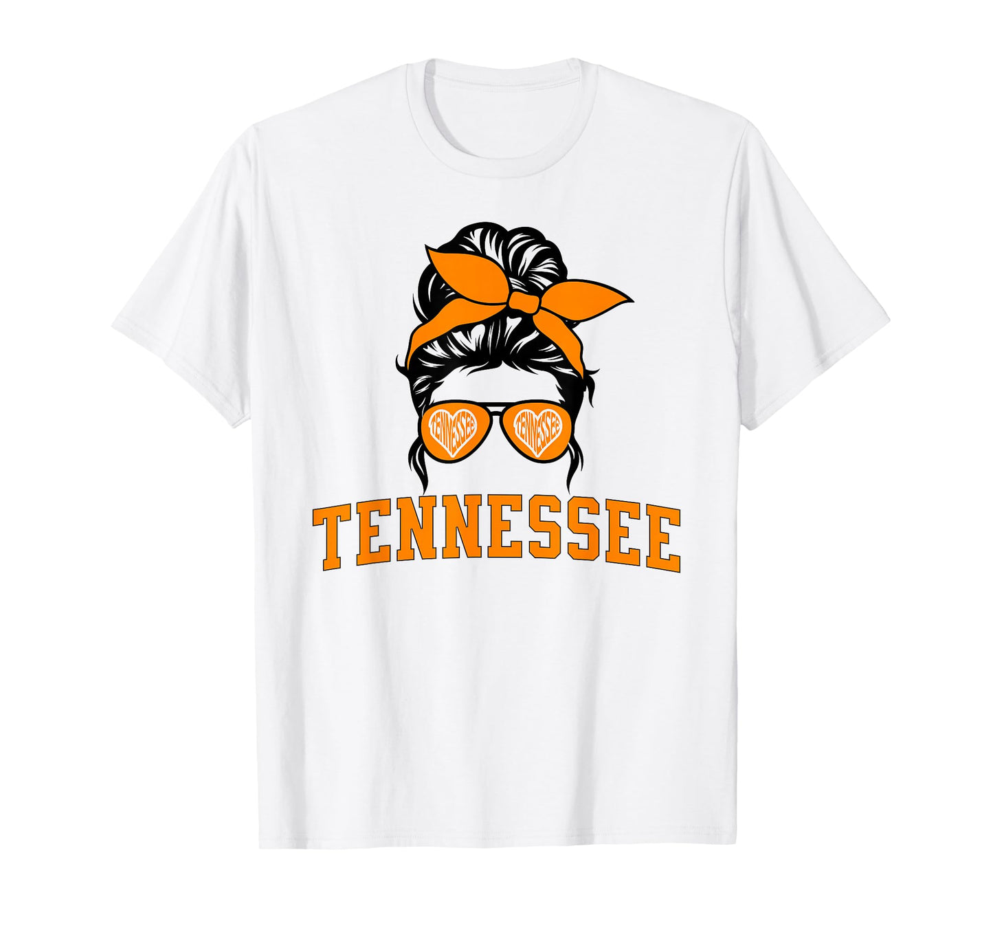 Tennessee State Women's Kids TN Orange Fan Messy Bun Hair T-Shirt