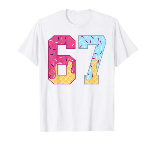67 Ice Cream Drip Meme Six Seven Gen Alpha Slang T-Shirt