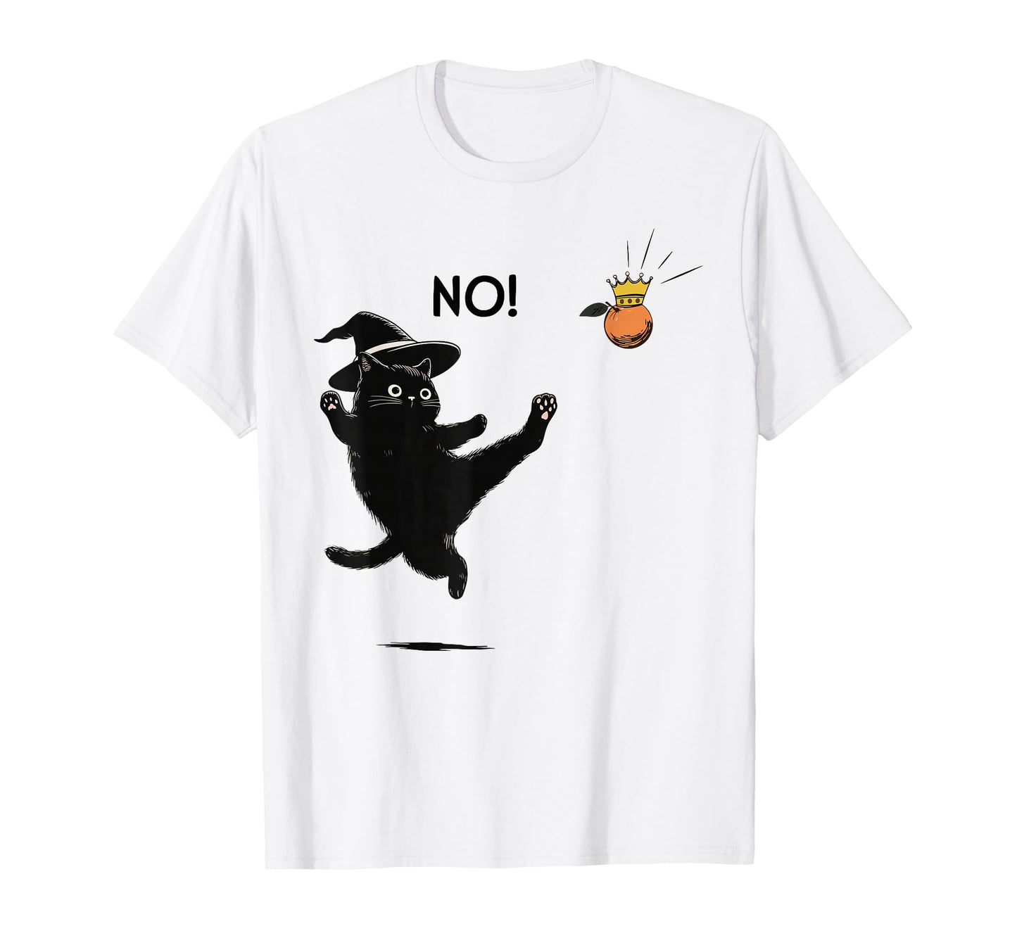 No Kings in America Black Cat Funny Cat Kicking Crown T-Shirt