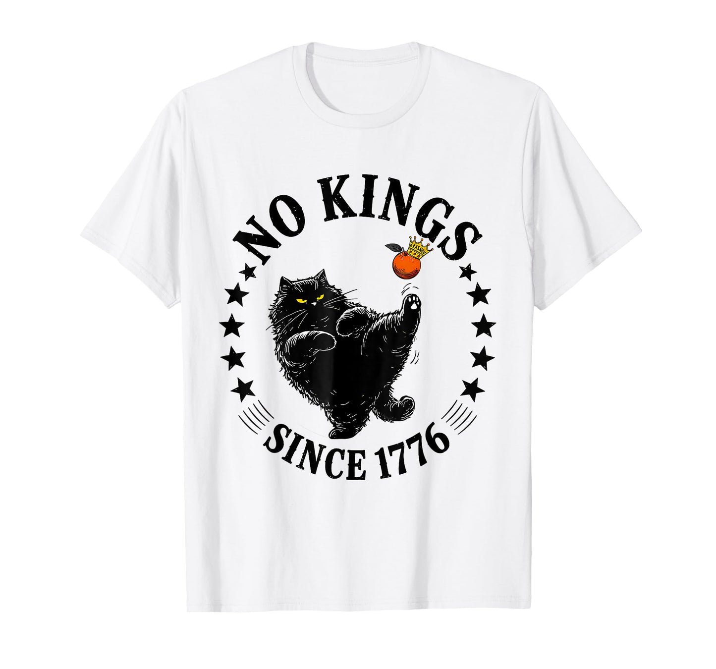 No Kings In America Funny Patriotic Cat 4th Of July T-Shirt