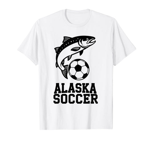 Alaska Soccer Graphic Salmon and Ball Sports Design T-Shirt
