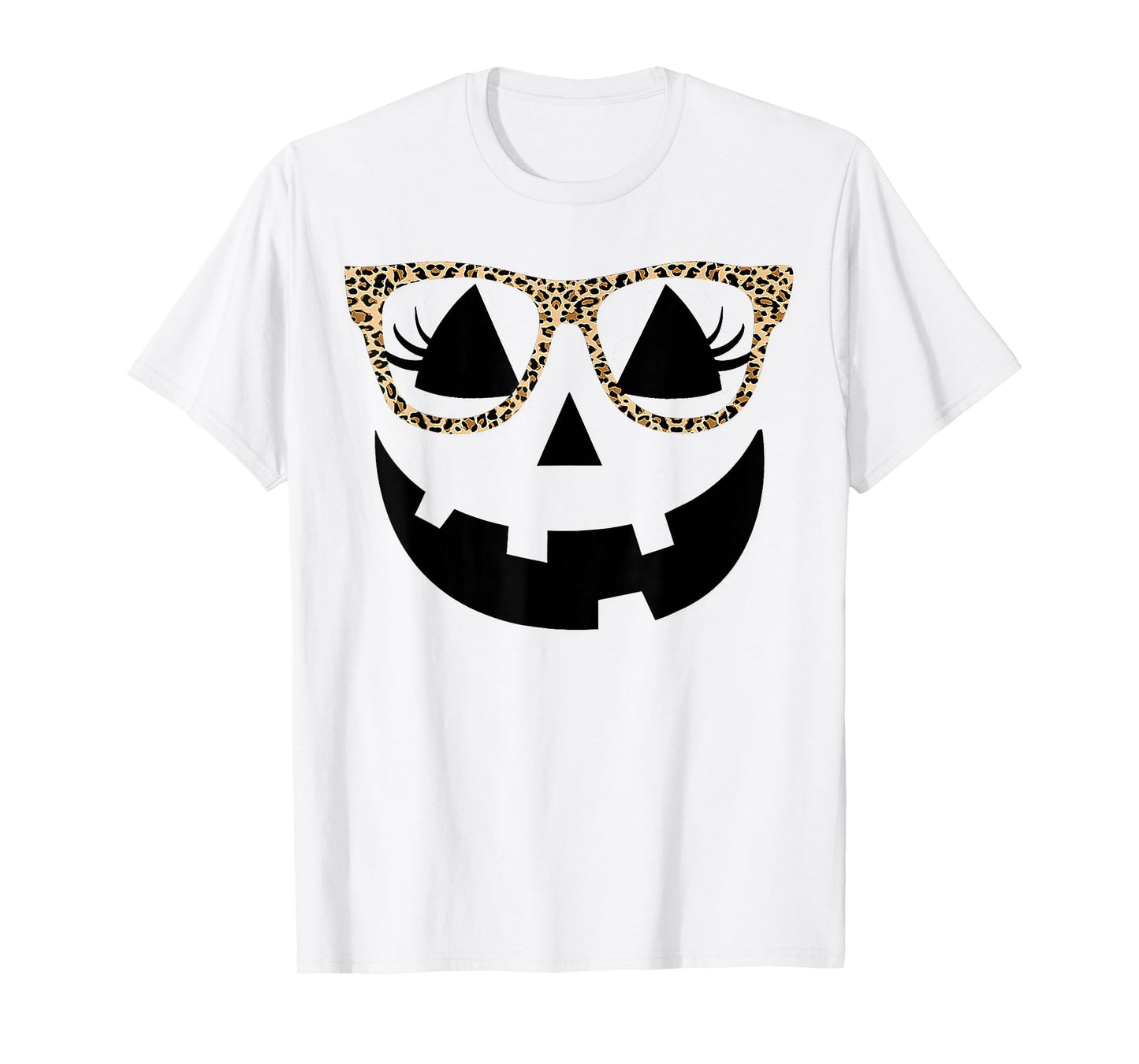 Jack O Lantern Face Pumpkin Hallowen Leopard Glasses T-Shirt