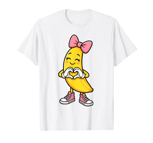 Cute Banana Coquette Bow Retro Banana Girls Kids Women T-Shirt