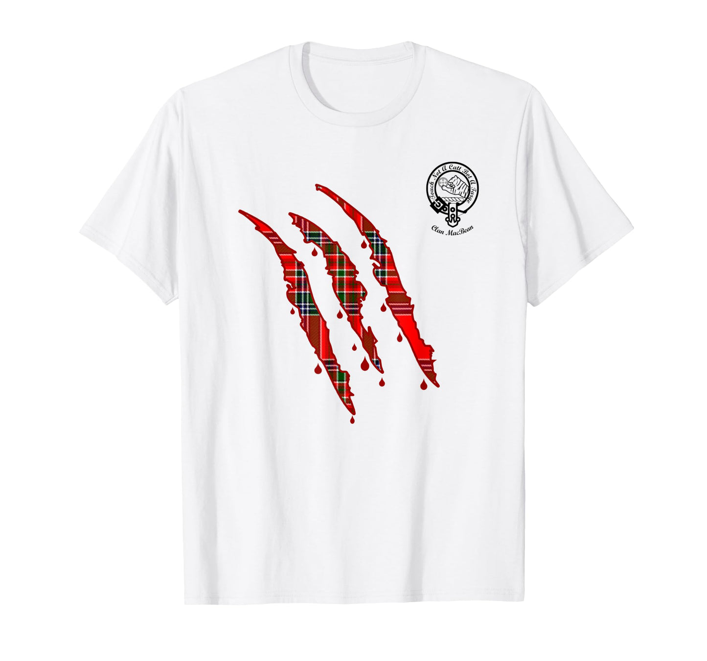 Clan MacBean Claw Marks Surname Tartan Crest T-Shirt