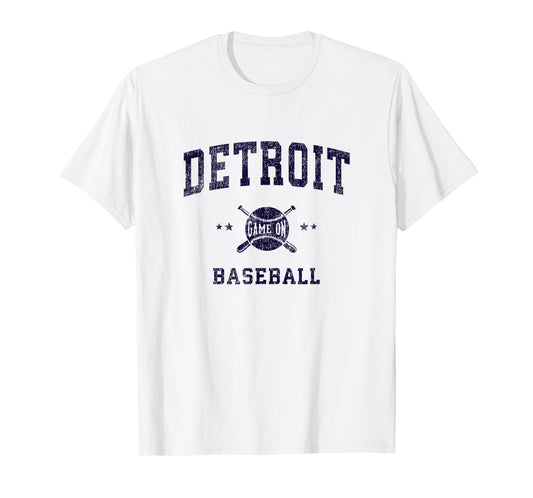 Detroit Vintage Baseball Throwback Retro Design T-Shirt