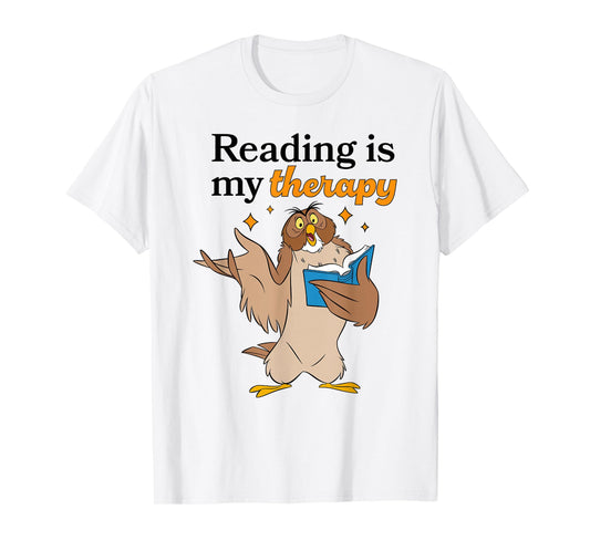 Disney Winnie the Pooh Reading Is My Therapy Owl Logo T-Shirt