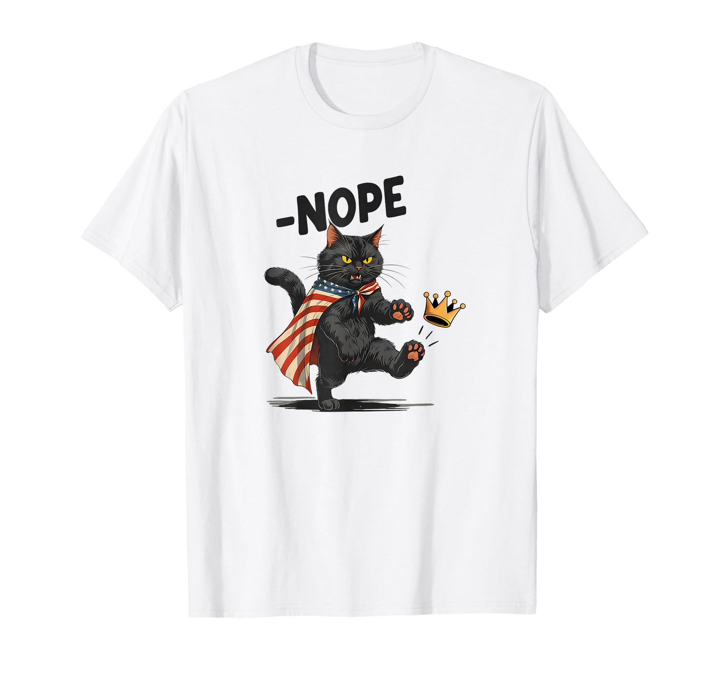 Nope No Kings in America Retro Political Cat Flag Women Men T-Shirt