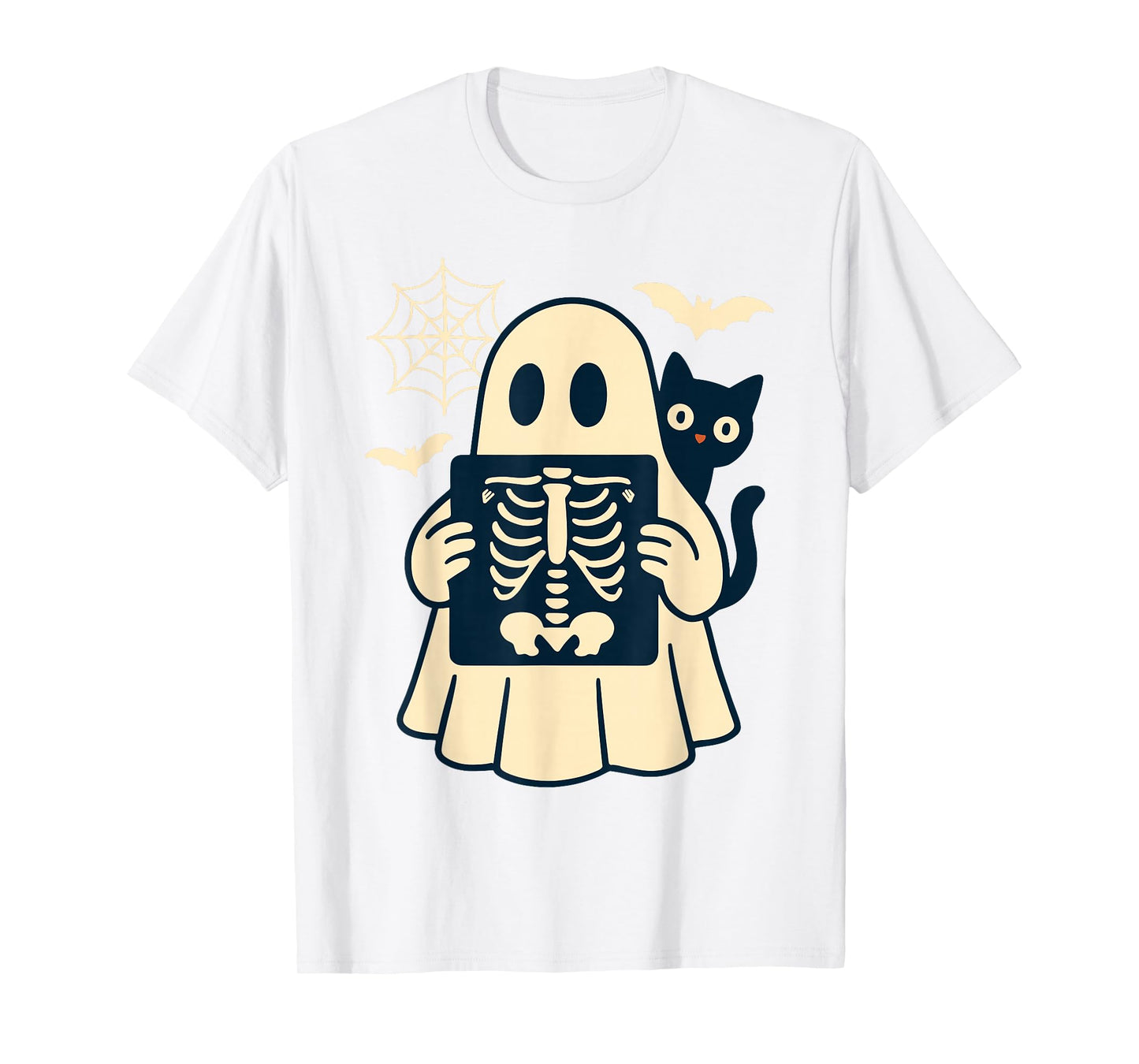 Radiology Ghost Halloween Xray Tech Radiologist Black Cat T-Shirt