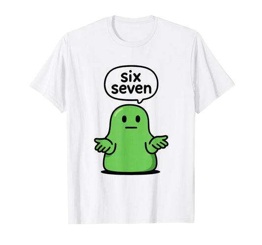 67 Six Seven 6-7 Green Blob Slime - Funny Kids Brainrot Meme T-Shirt