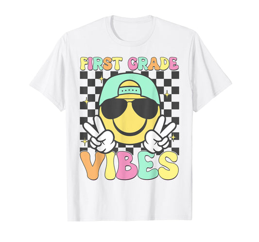 1st Grade Vibes Smile Face Back To School First Grade T-Shirt