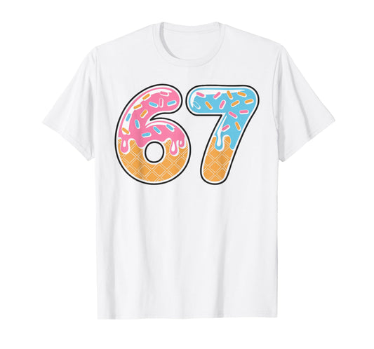 67 Ice Cream Drip Meme Six Seven Gen Alpha Slang T-Shirt