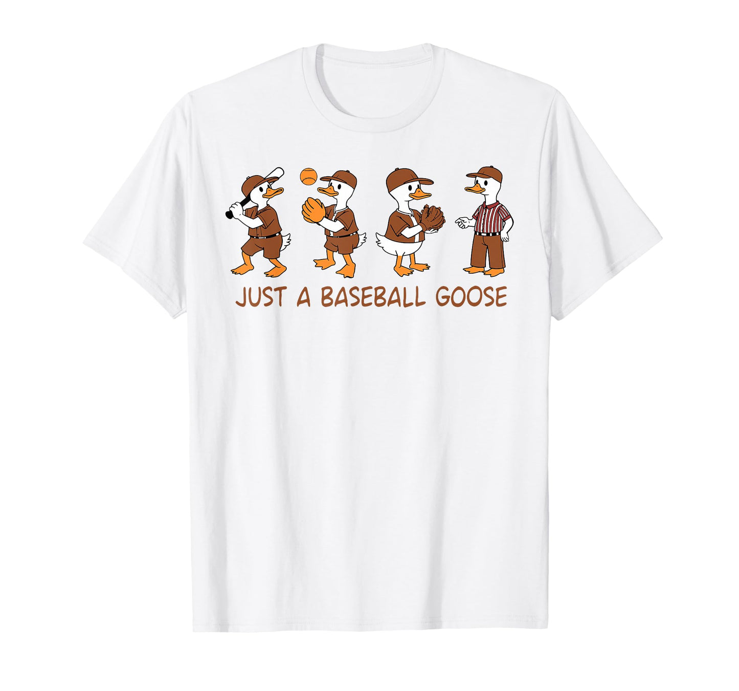 Funny Baseball Goose Baseball Silly Goose Game Day Sports T-Shirt