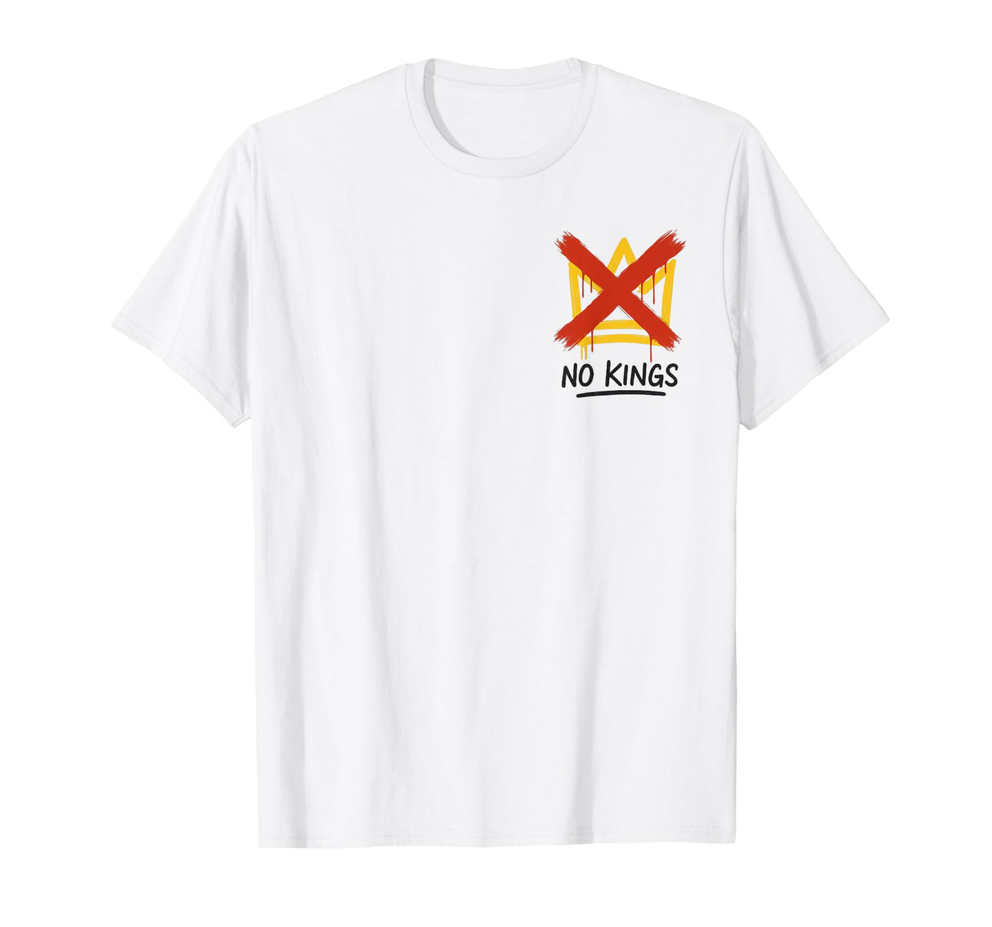 Retro No Kings Design Funny Men Women in Pocket T-Shirt