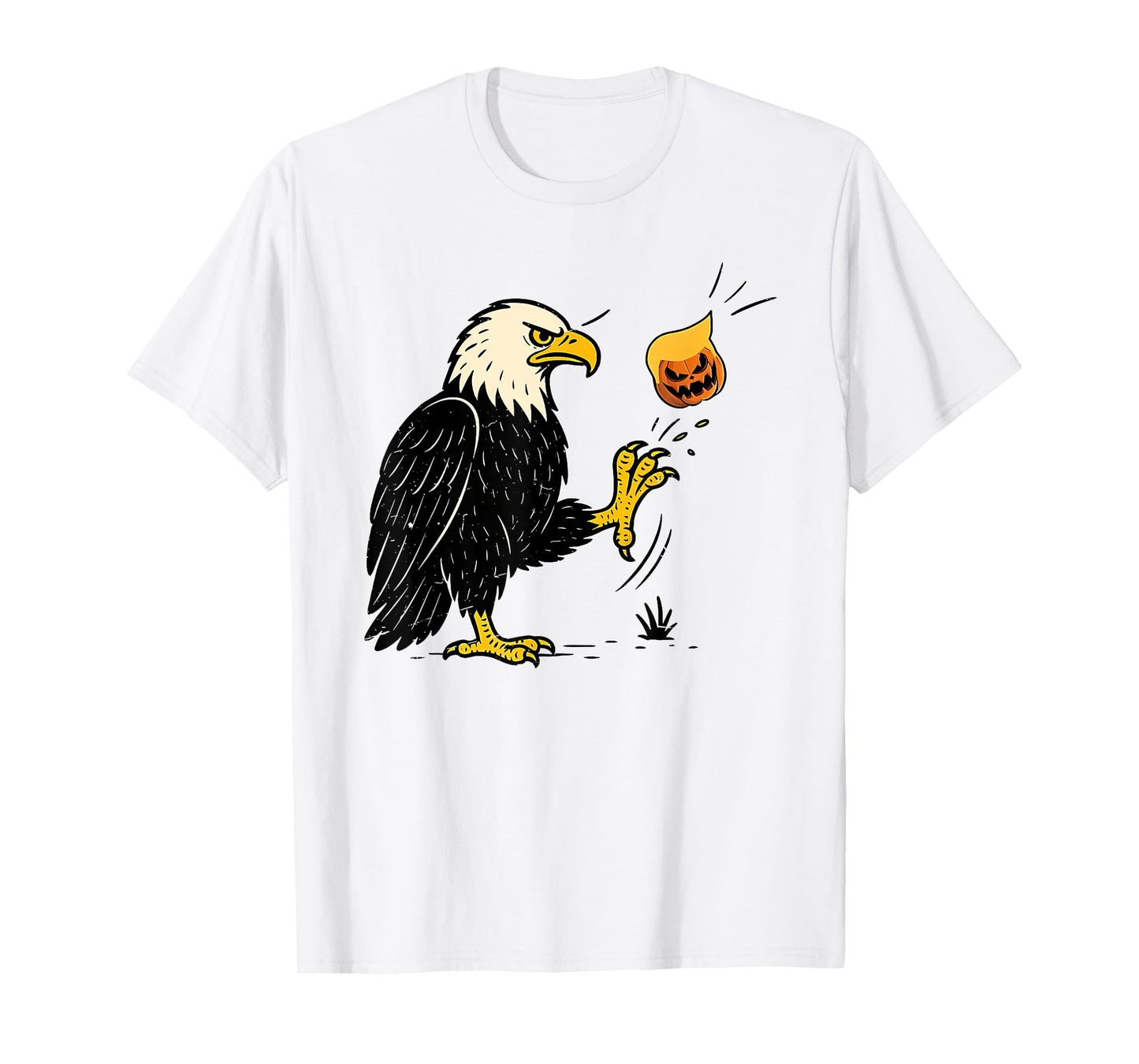 Funny No Kings Bald Eagle Halloween Humor Trump Pumpkin T-Shirt