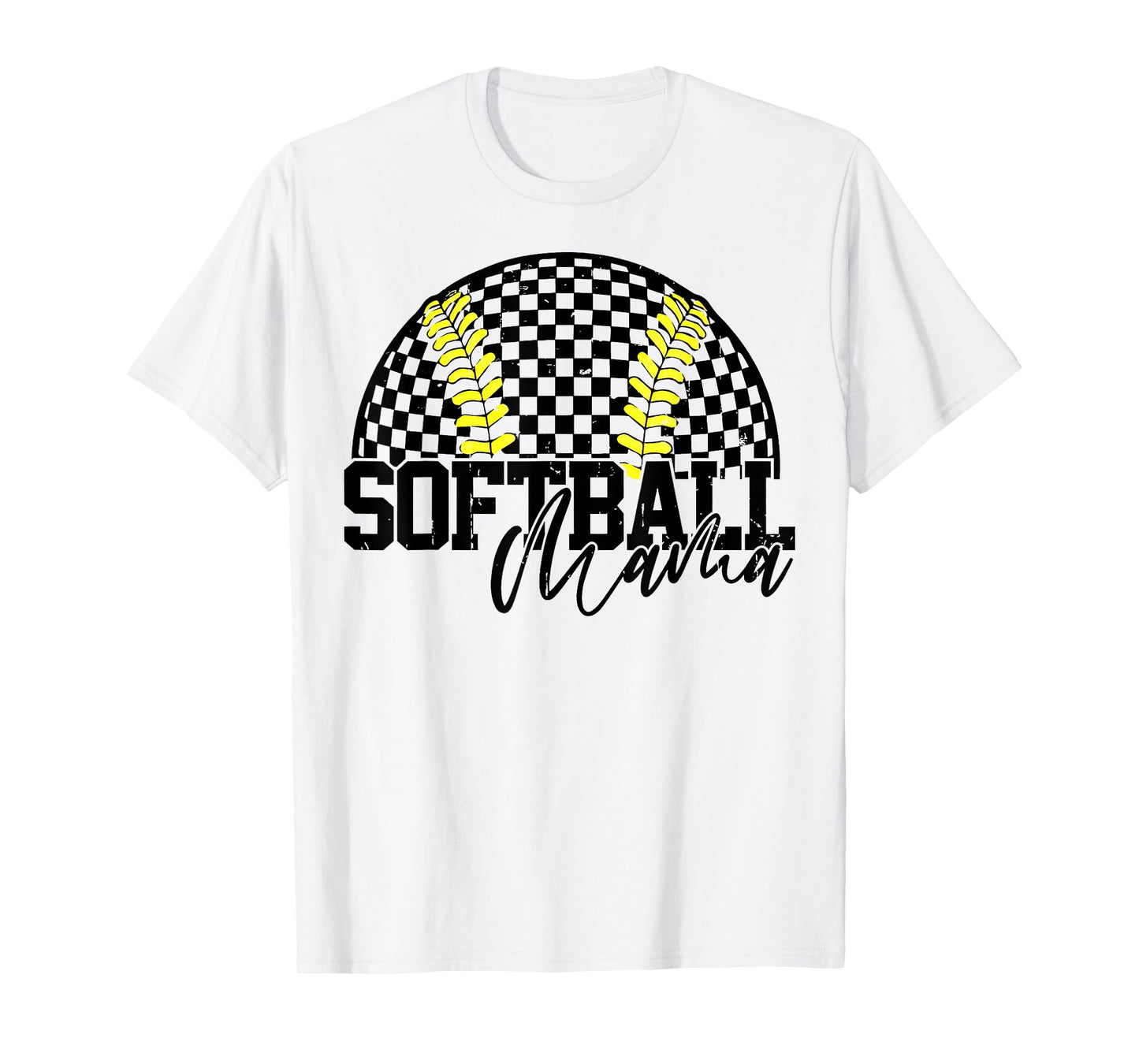 Softball Mama Checkered Softball Game Day Mom Womans T-Shirt