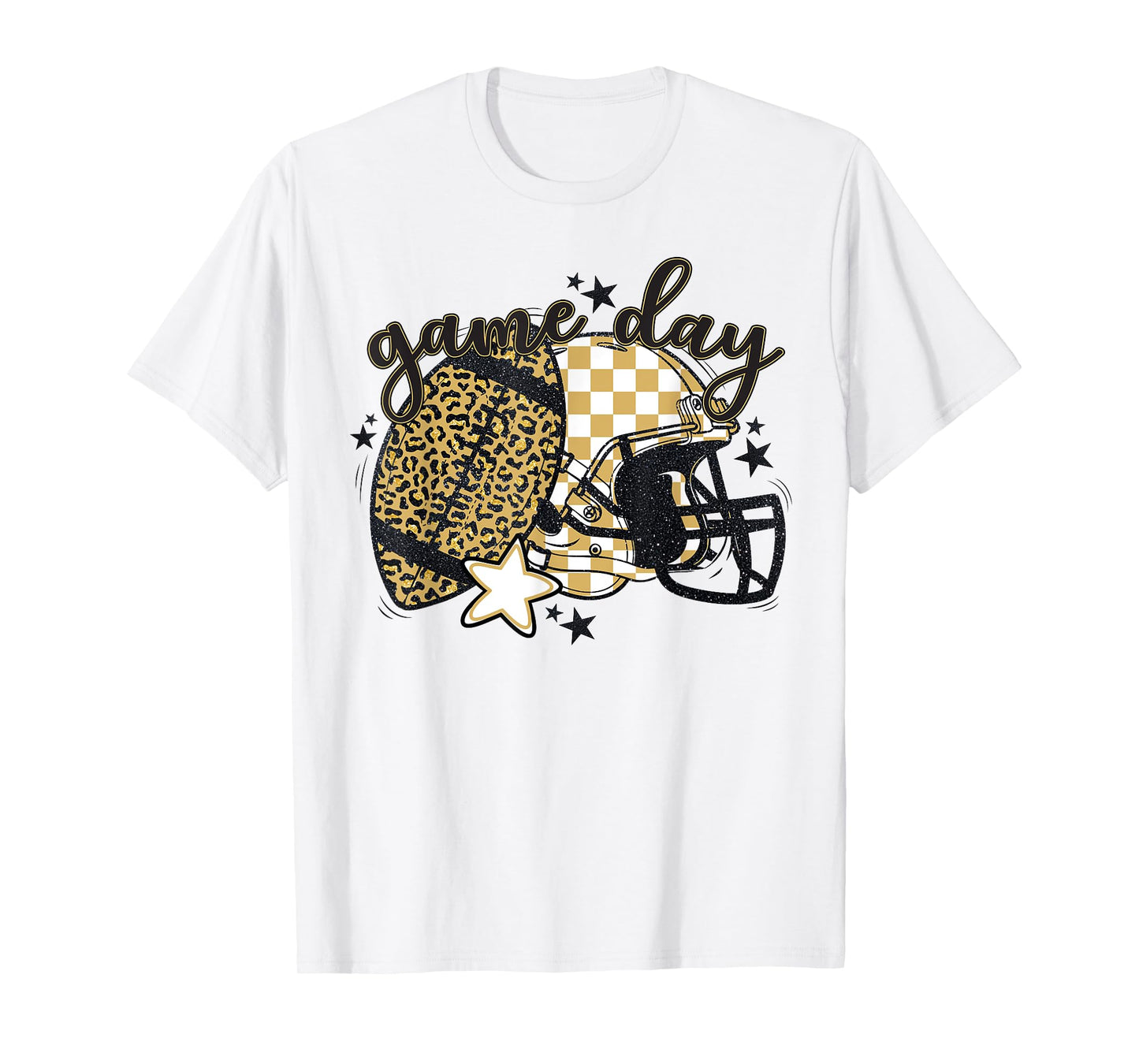 Yellow Leopard Game Day Football Touchdown Season Men Boys T-Shirt