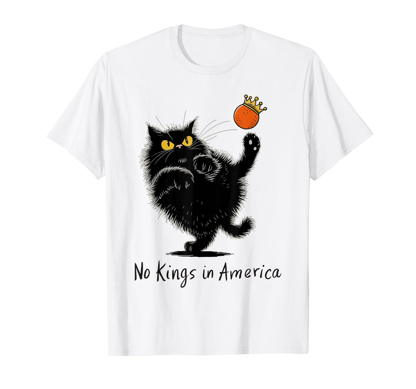 Black cat No Kings In America We The People Political T-Shirt for Men Women Kids