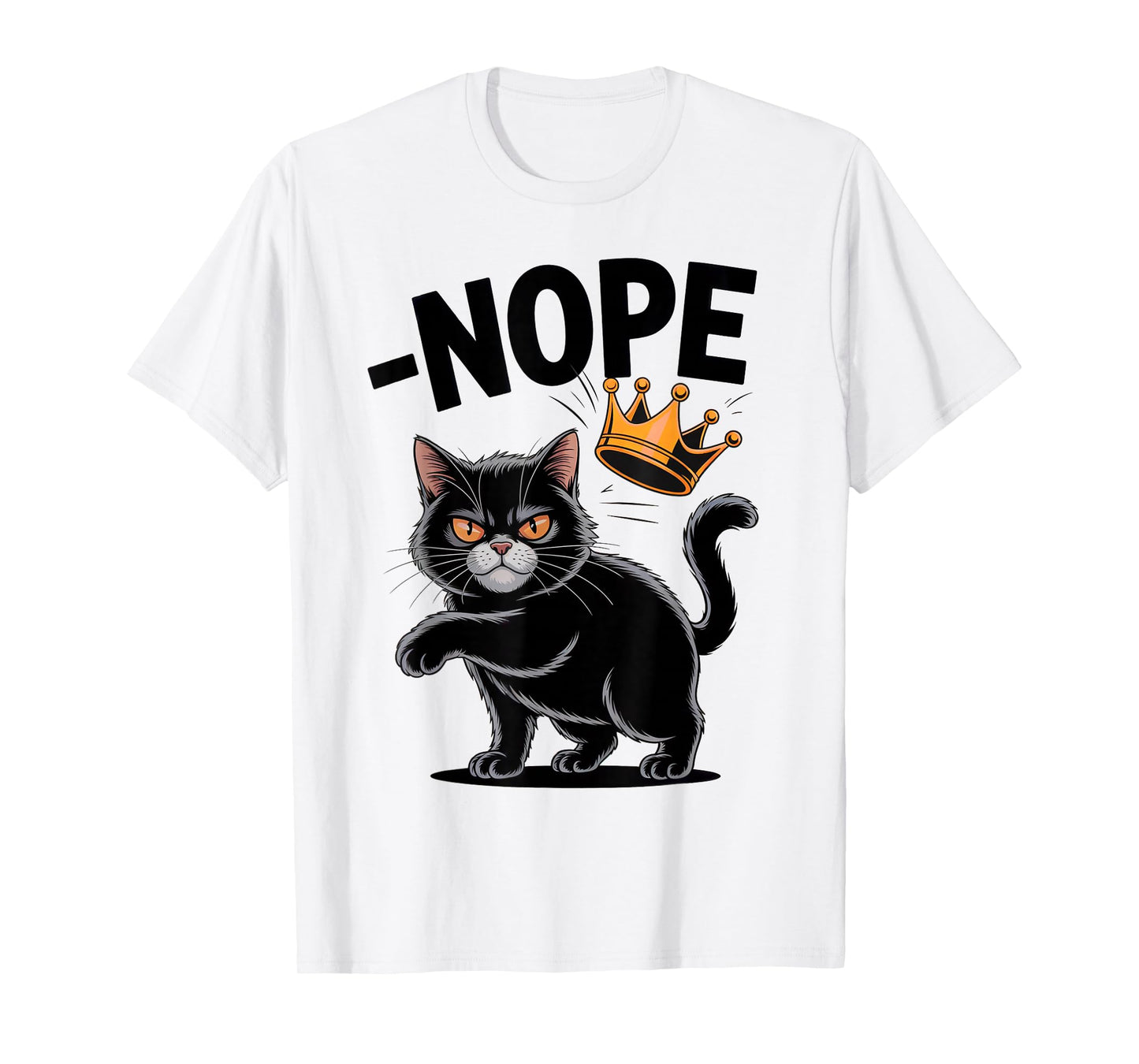 No Kings In America Funny Black Cat Kicking Crown T-Shirt
