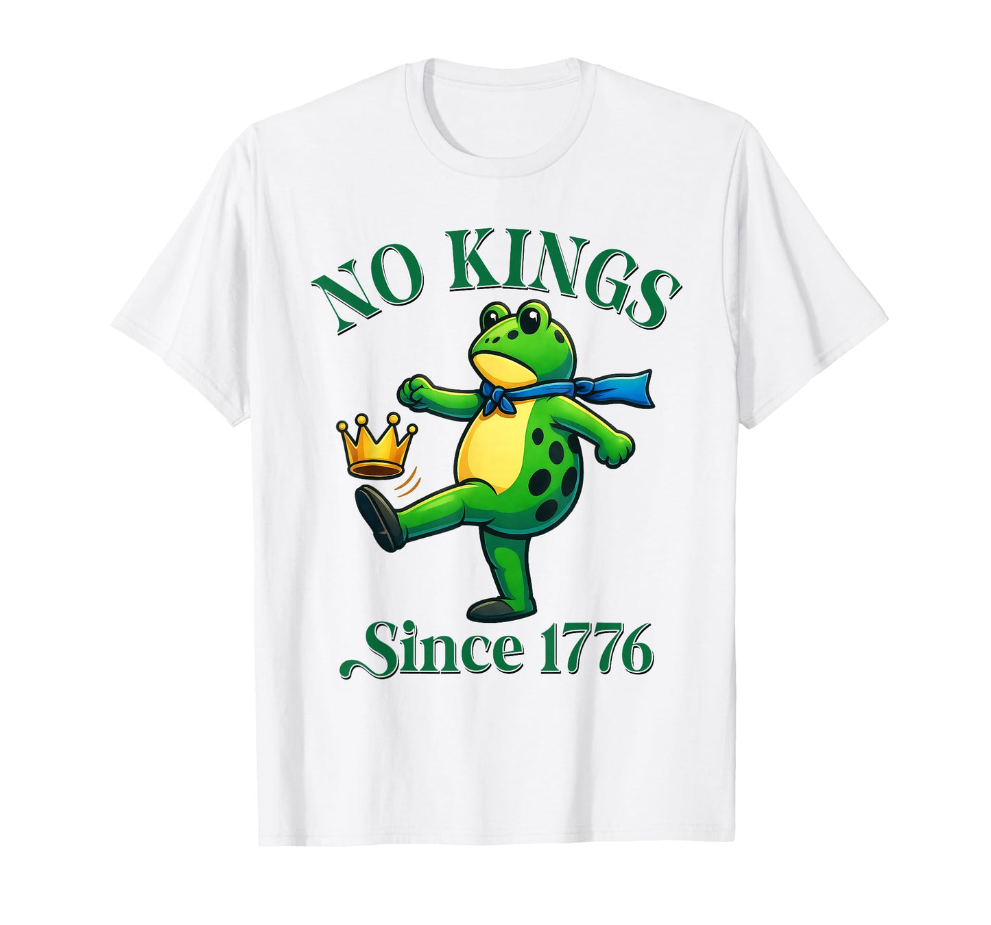 No Kings Since 1776 Portland Frog Kicking Crown Retro T-Shirt