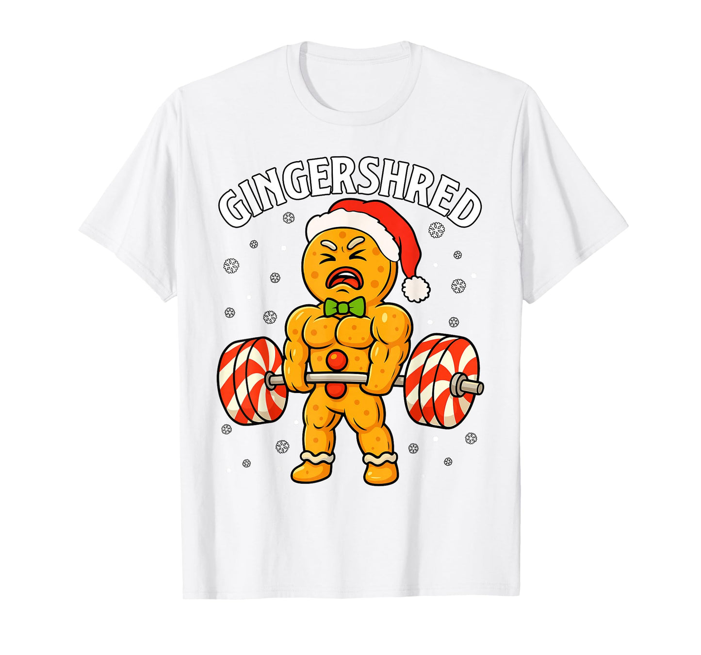 Gingershred Funny Gingerbread Man Gym Bodybuilding Christmas T-Shirt