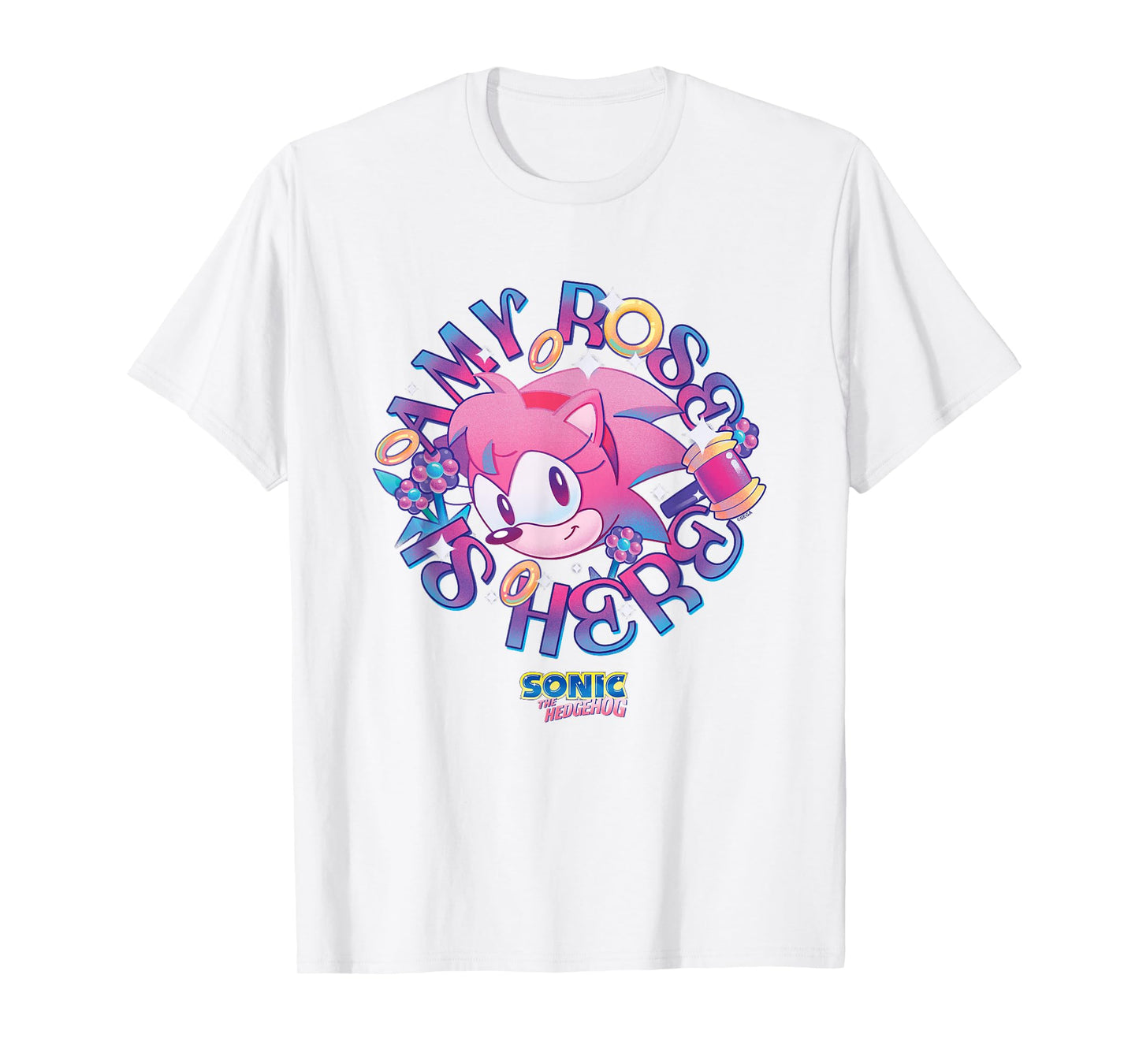 Sonic The Hedgehog Amy Rose Is Here Vintage Face Portrait T-Shirt