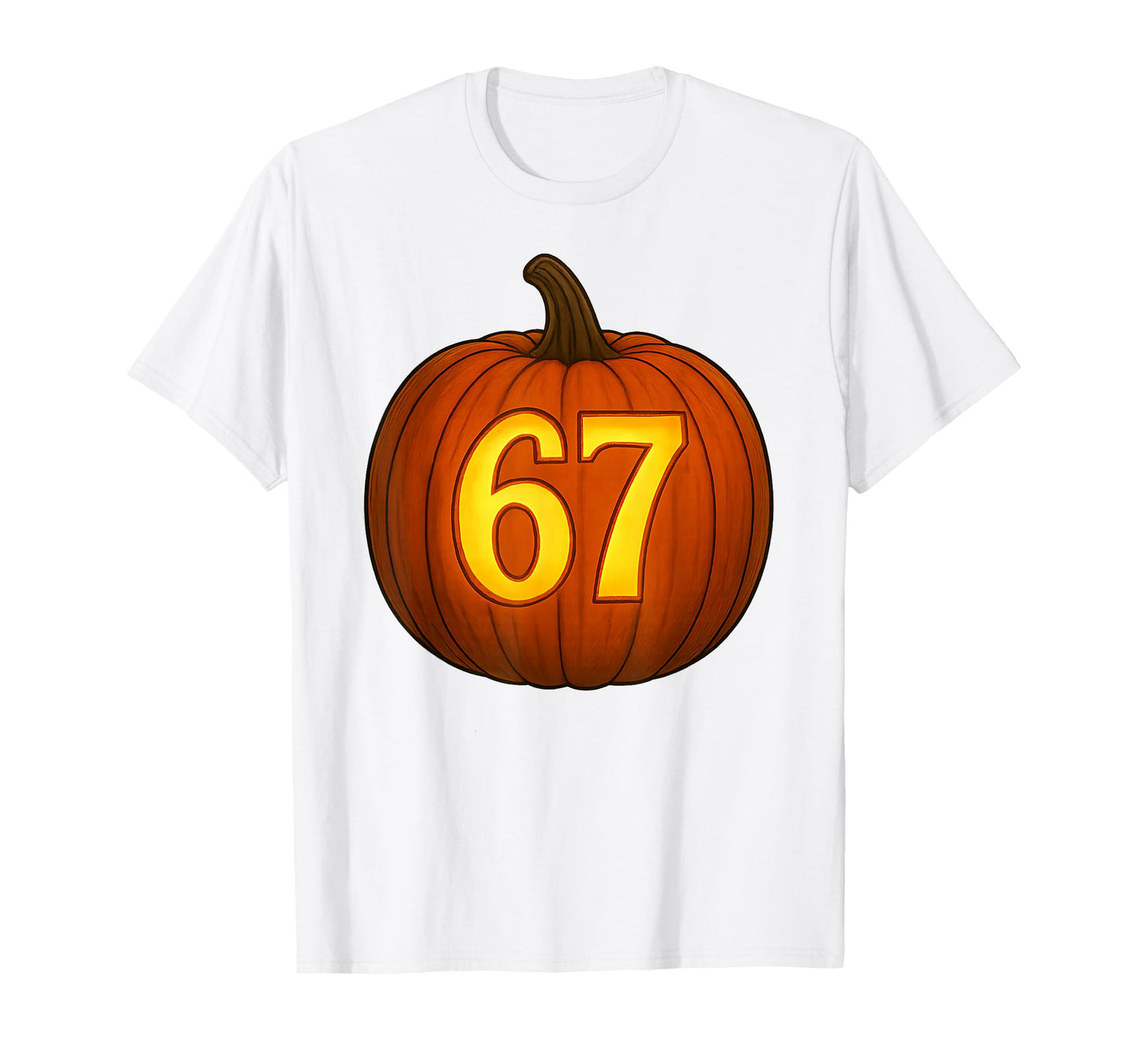 Funny Six Seven 67 Halloween Pumpkin JackoLantern Meme Tee T-Shirt