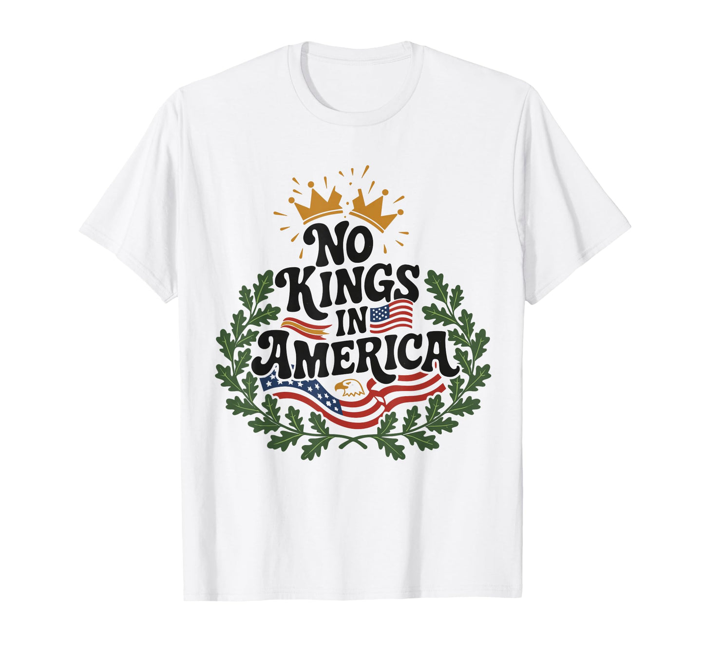 No Kings in America Patriotic 4th of July Floral T-Shirt