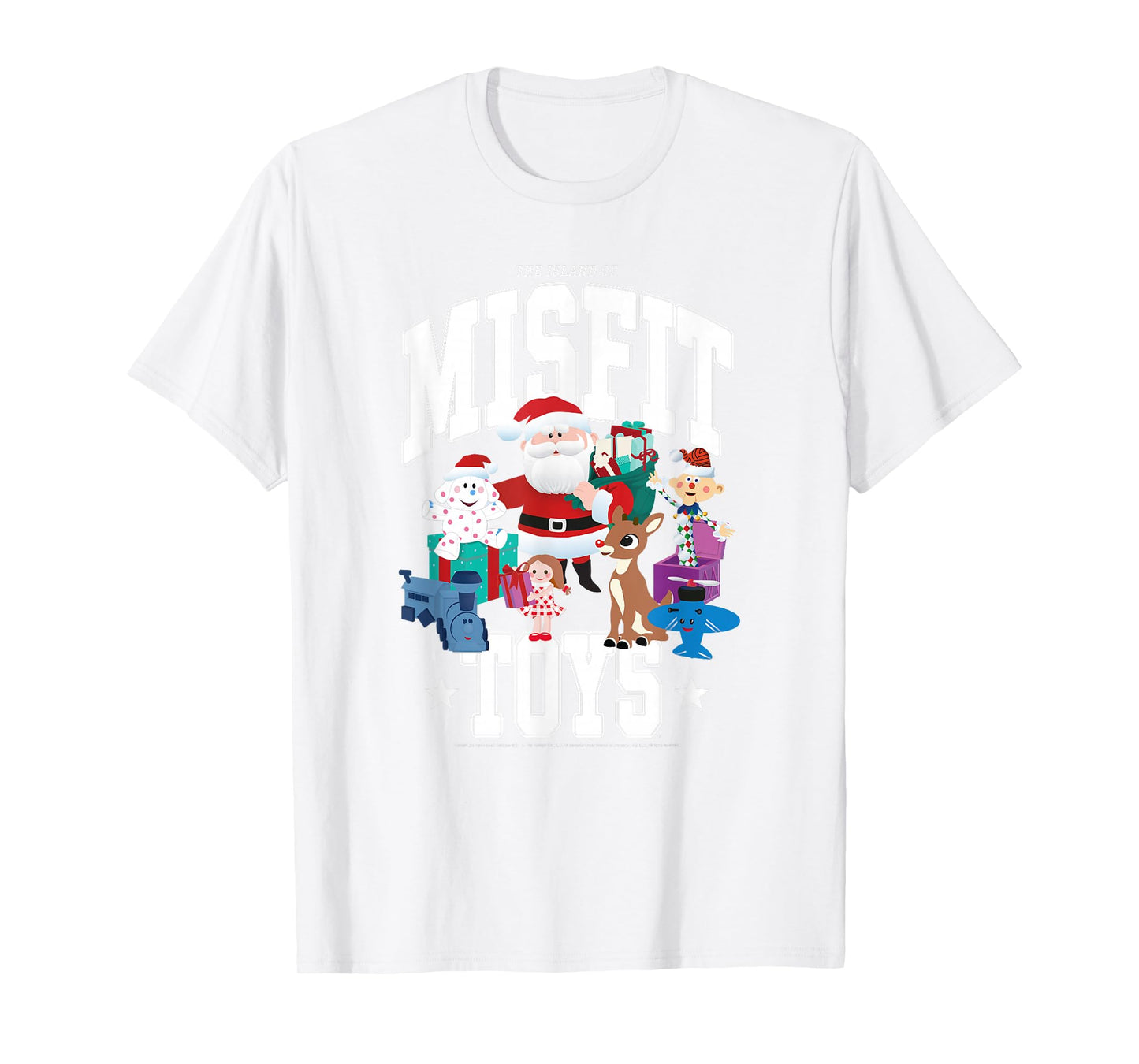 Rudolph Island of Misfit Toys Varsity Style Retro Christmas T-Shirt