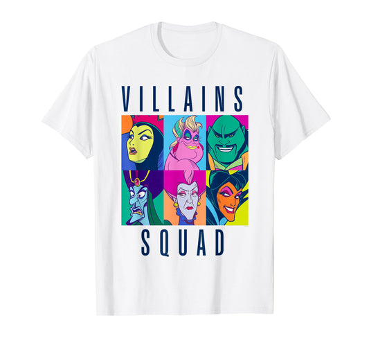 Disney Villains Squad Retro Color Grid Collage T-Shirt