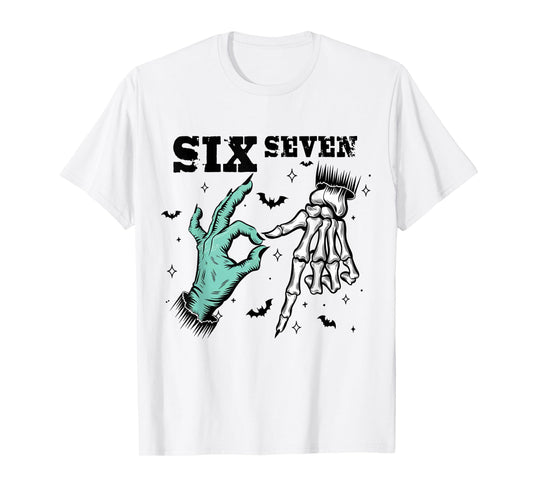 67 Meme Spooky Skeleton Six Seven Gen Alpha Slang T-Shirt