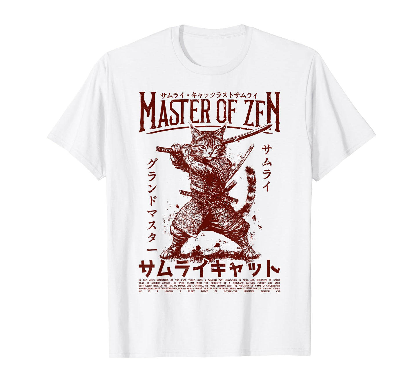 Samurai Cat Warrior Ukiyo Otaku Streetwear Cat Samurai T-Shirt