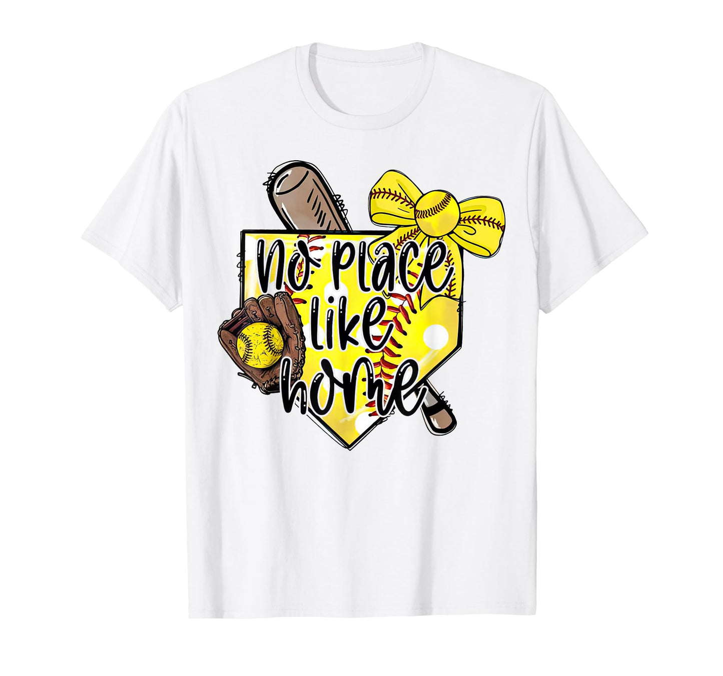 Softball No Place Like Home Funny Sports Mom Retro T-Shirt